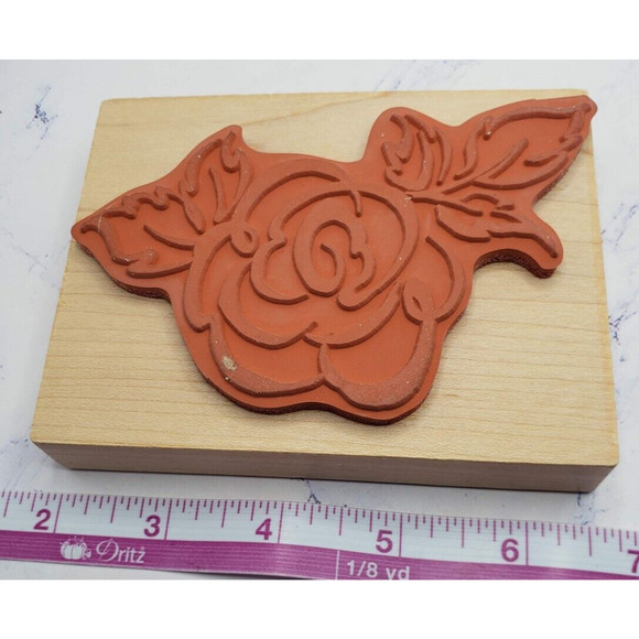 Rose & Leaves Flower Bouquet PSX K-227 Wood Mounted Rubber Stamp - Picture 6 of 7